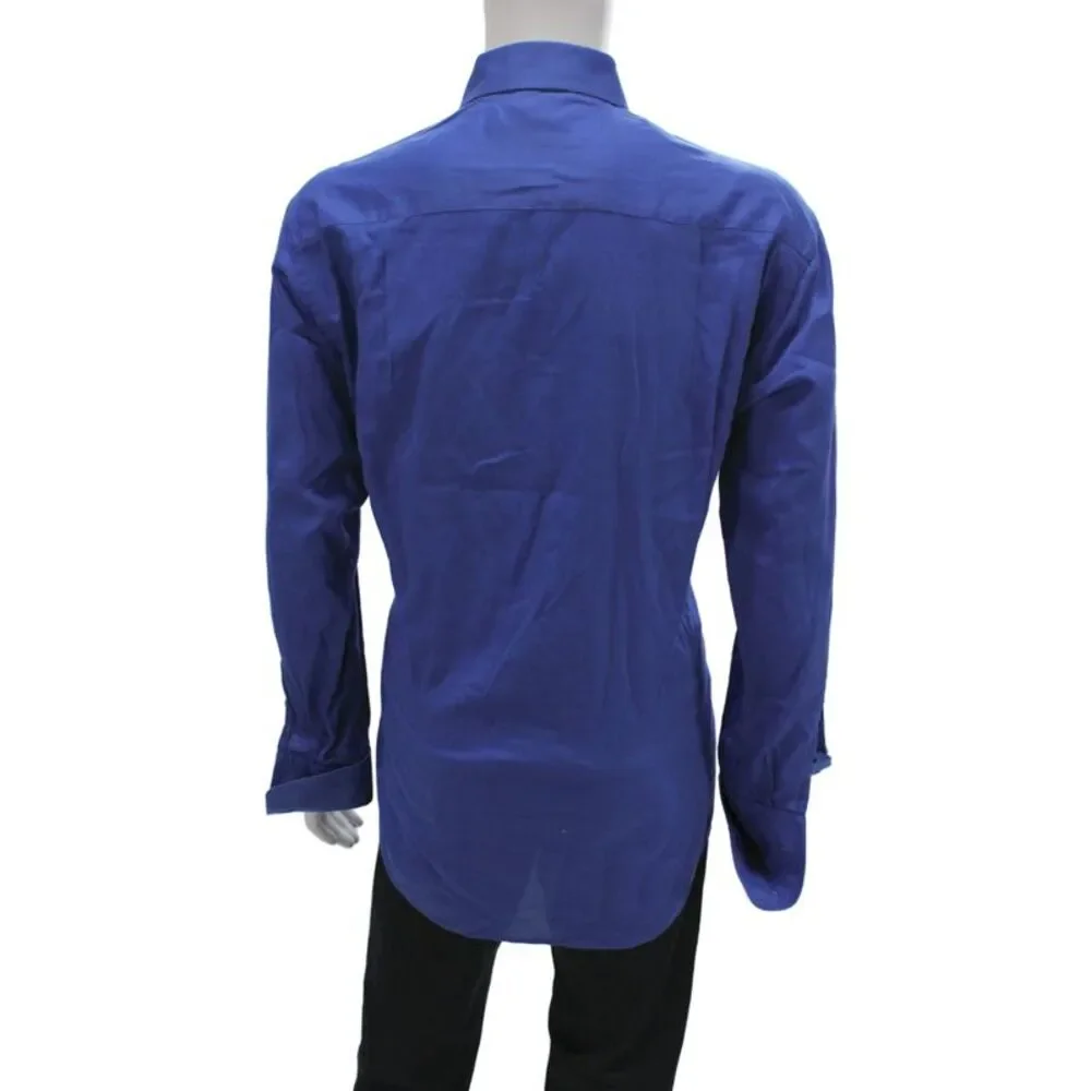 Gucci Mens Blue Dress Shirt 100% Cotton Collared Long Sleeve Size L